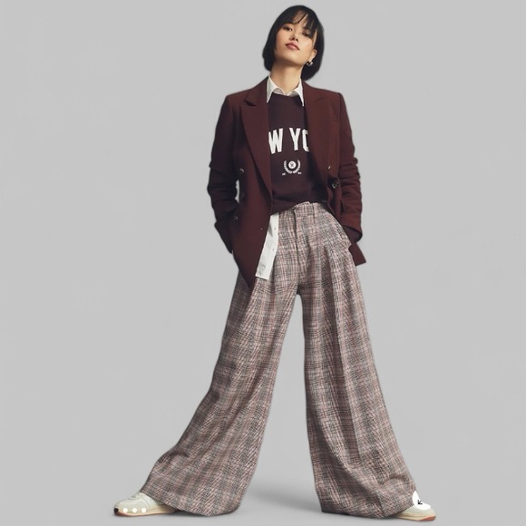 Anthropologie Pants - Anthropologie Maeve The Avery Pleated Wide-Leg Trousers: Plaid Edition | Size 0